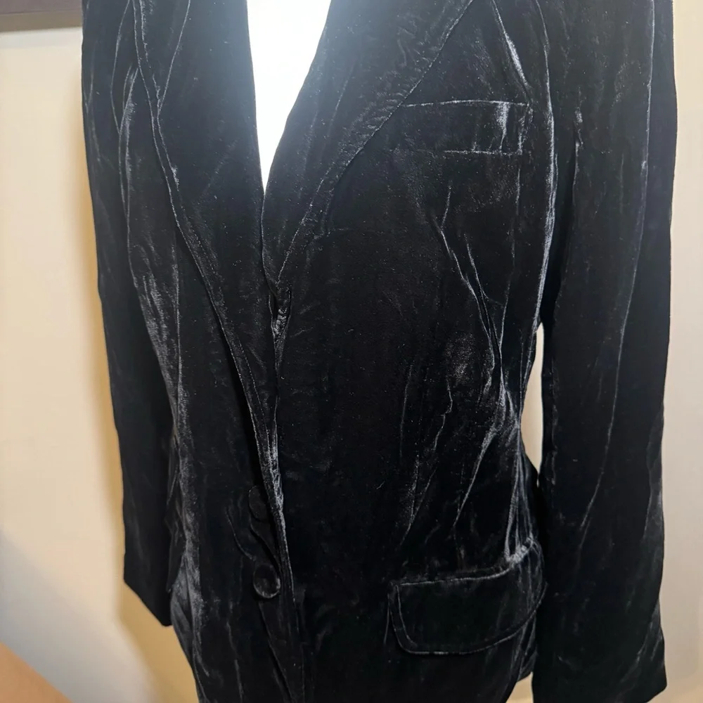 Tape‎ Measure Black Velvet Blazer Jacket Womens Size 10 3 Button Tailored